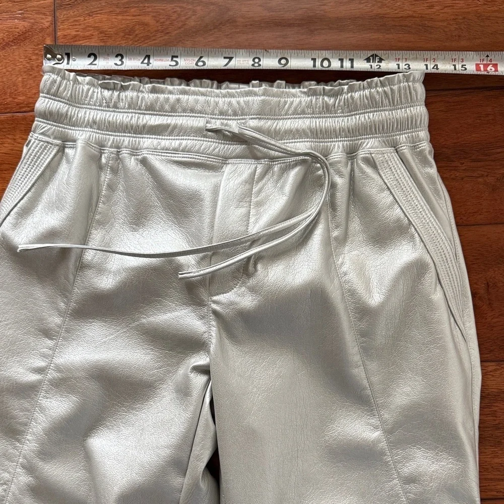 Melissa Nepton Metallic Faux Leather Silver Tristan Jogger pants SMALL